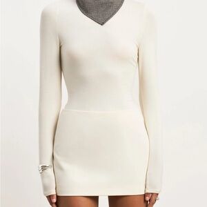 Elegant Cream Long Sleeve Women's Skirt